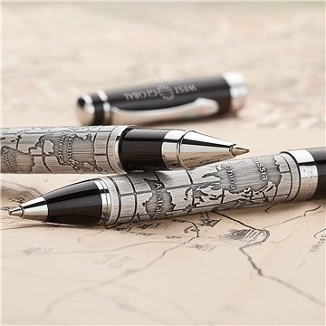 Image of 13 Custom Bettoni Ferrara Ballpoint Pen - Chrome & Antique Map