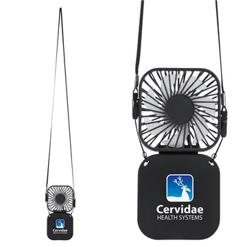 Whirlwind Mini Folding Rechargeable Fan with Lanyard