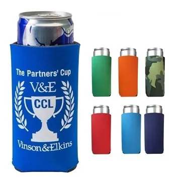 Image of 100 Custom FoamZone Collapsible 12 oz Slim Can Cooler - Premium ...
