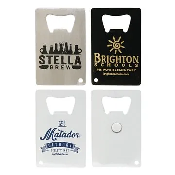 Image of 100 Custom Credit Card Bottle Opener w/ Magnet - Stainless Steel & ...