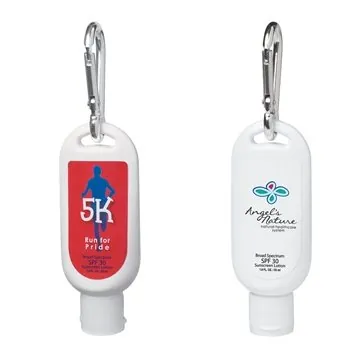 Image of 100 Customized 1.8 oz SPF 30 Sunscreen With Carabiner - Broad ...