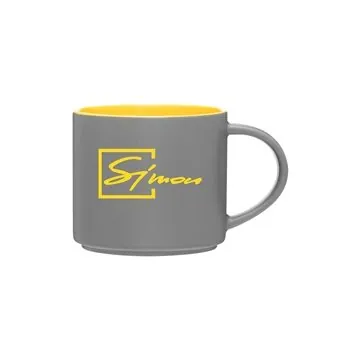 Image of 48 Custom 16 oz Monaco - Gray Yellow - Stackable Ceramic