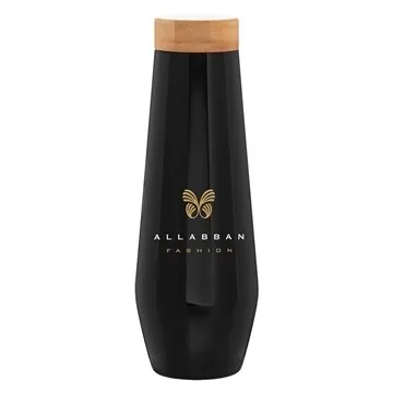 Image of 24 Custom 16.9 oz h2go echo - Black - Vacuum Insulated & Bamboo ...