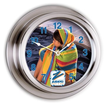 Replica Porthole Clock - Nickel Finish - 9 Diameter - Outdoor Safe