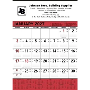 Triumph® Calendars Red & Black Contractor Memo Calendar - SFI Certified