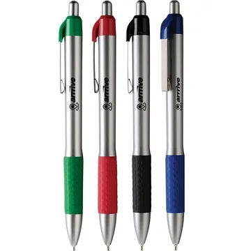Image of 250 Customized MaxGlide Click Chrome Pen - Hybrid Ink & Textured ...