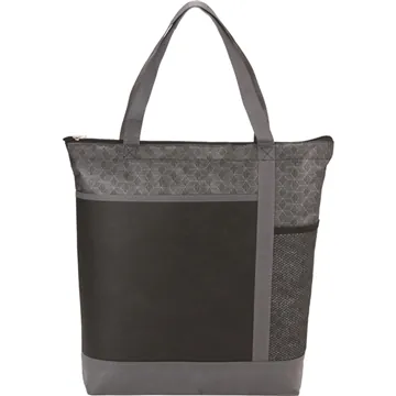 Image of 200 Custom Chrome Non-Woven Zipper Convention Tote