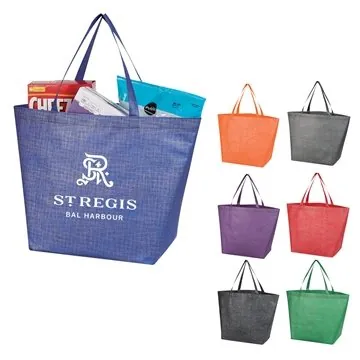 Image of 150 Customized Crosshatch Non-Woven Shopper Tote Bag - Water ...