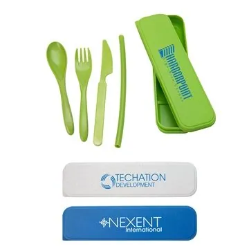 Image of 100 Customized Alameda Wheat Straw Cutlery Set - Eco-Friendly & ...