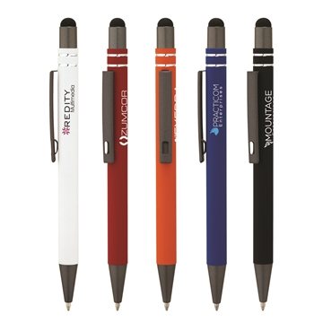 Image of 150 Custom Silvana Soft-Touch Ballpoint Pen Stylus - Aluminum & ...