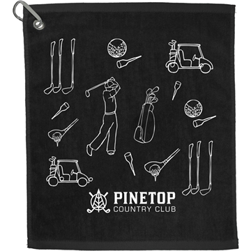 Image of 144 Customized 15" x 18" Terry Golf Towel - Cotton & Carabiner