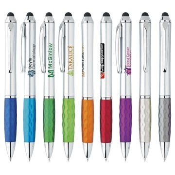 Image of 250 Customized Tev Silver Stylus Pen - Metallic & Dimpled Grip