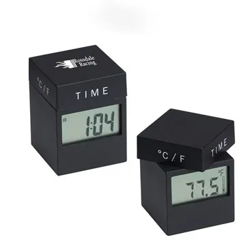Image of 50 Custom MoMA 4-in-1 Black Twist Clock w/ Date, Time, Alarm, ...