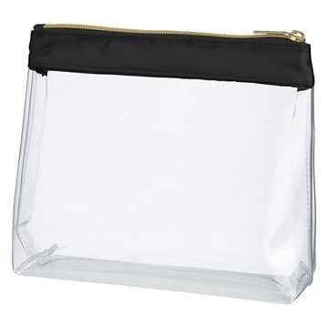 Sadie Satin Clear Cosmetic Bag - PVC & Gold Accents
