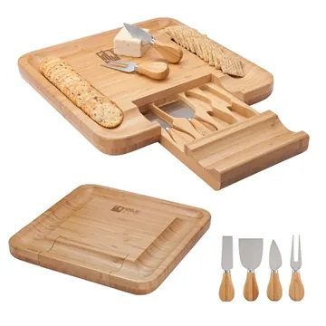 Image of 6 Customized Lorenzi 4-Piece Bamboo Cheese Tray - FDA Compliant