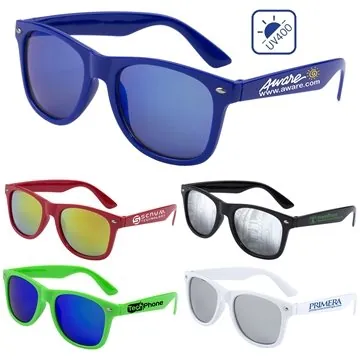 CLAIREMONT Colored Mirror Tint Lens Sunglasses with High Gloss Frame - UV Protection & FDA Compliant