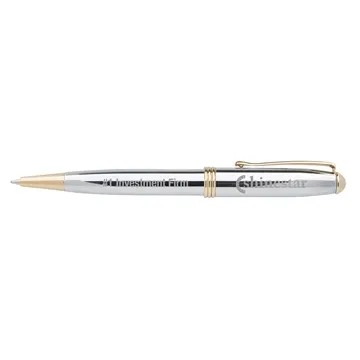 Image of 13 Custom Souvenir Worthington Chrome Ballpoint Pen - Gold-Plated ...