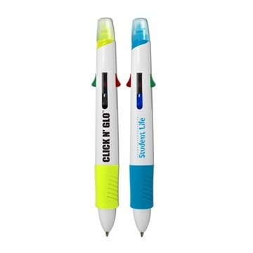 Image of 200 Custom Click n' Glo - 5 in 1 Highlighter & 4 Color Pen Combo - ...