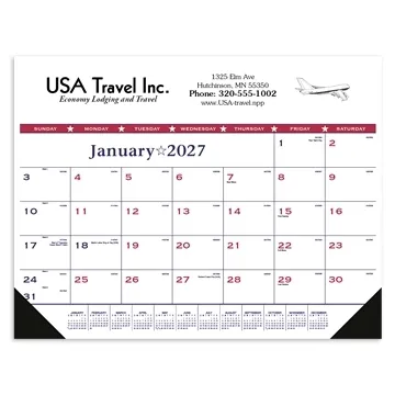 Triumph® Calendars Patriotic Desk Pad with Vinyl Corners - Julian Dates