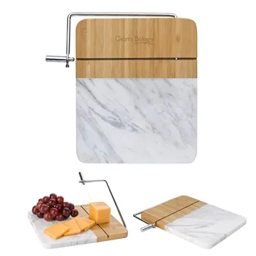 Image of 10 Promotional Marble and Bamboo Cheese Cutting Board With Slicer ...