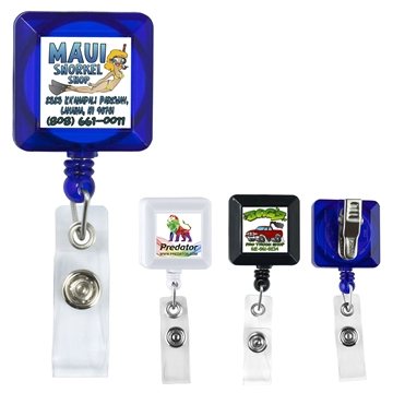 KENT VL 30 Cord Square Retractable Badge Reel and Badge Holder with Metal Slip Clip Attachment