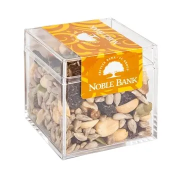 Image of 50 Custom Sweet Boxes with Raisin Nut Trail Mix - Clear Cube