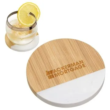 Image of 150 Promotional Bamboo Marble Combo Coaster - Eco-Friendly & Gift ...