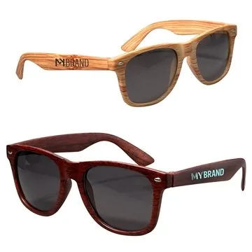 Image of 100 Promotional Woodtone Woodgrain Sunglasses - UV400 Protection