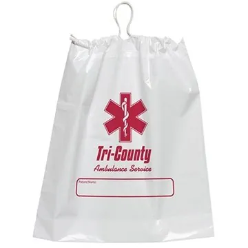 Image of 150 Customized Plastic Bag w/ Cotton Drawstring 16"X 18" Flexo Ink ...