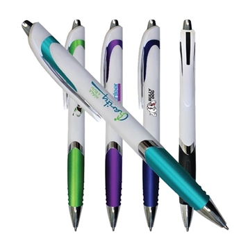 Image of 250 Promotional White Crest Grip Pen, Full Color Digital - Chrome ...