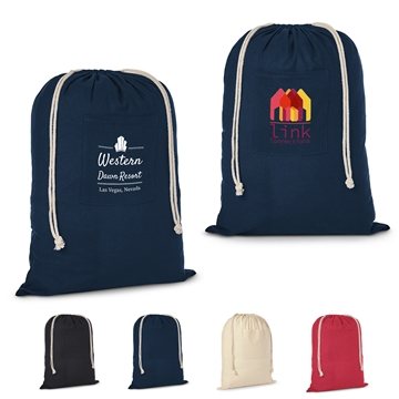 Cotton Laundry Bag - Drawstring & Front Pocket