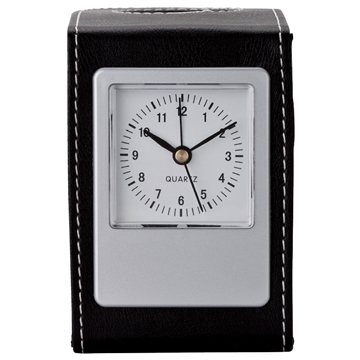 Alba Desk Clock & Pen Cup - Leatherette