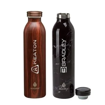 Image of 12 Custom Manna 20 oz Retro Stainless Steel Water Bottle - Vacuum ...