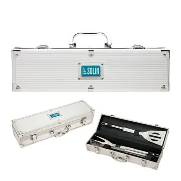 Image of 6 Promotional Front Tryon 3-Piece Mini Executive BBQ Set - Steel ...