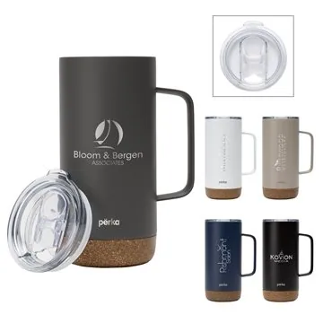 Perka® Kerstin 16 oz 304 Double Wall Stainless Steel Mug - Vacuum Insulated & Cork Base