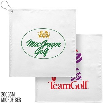 Image of 200 Promotional 12x12 Golf Towel w/Grommet 200GSM - Microfiber