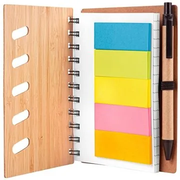 Image of 150 Promotional Bamboo Front Cover Notebook with Sticky Note and ...