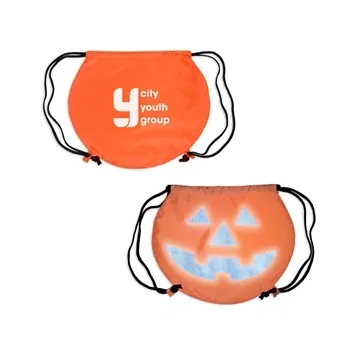 Image of 100 Custom Pumpkin Drawstring Backpack - Reflective & Nylon Straps