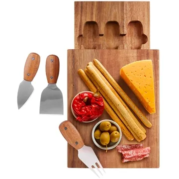 Image of 50 Customized The Beaufort Acacia Cheese Board Set with Drawer - ...