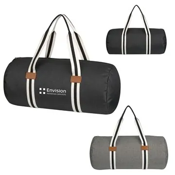 Image of 25 Promotional Capetown Heathered Duffel Bag - Leatherette Accents