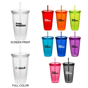 Image of 200 Customized 16oz Cup w/Straw - BPA Free & Double Wall Insulated