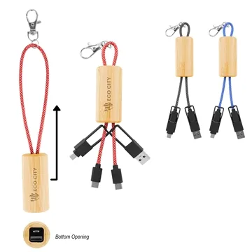 50 Custom Bamboo Slider Multi-Charging Cables - Multi-Device ...