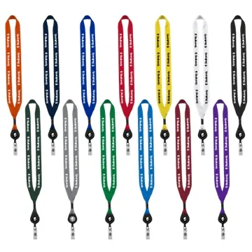 3/4 Polyester Lanyard with Metal Crimp & Retractable Badge Reel - 30 Pull Cord