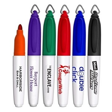 Image of 250 Promotional Mini Dry Erase Markers - Key Ring Cap & Non Toxic