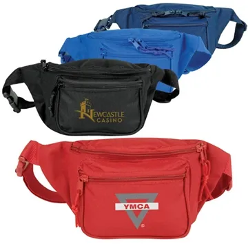 Image of 100 Promotional Heavy Duty 3-Zipper Fanny Pack - 600D Polyester