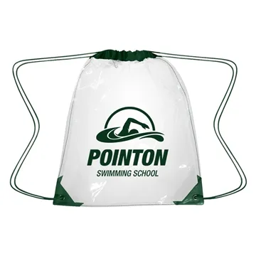 Image of 25 Custom Clear Drawstring Backpack - PVC & Reinforced