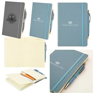 Image of 75 Customized Crosshatch PU Notebook With Pen - 80 Sheets & ...