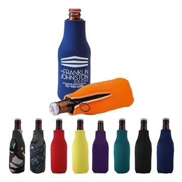 Image of 50 Custom FoamZone Zippered Bottle Cooler - Collapsible