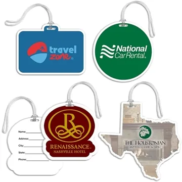 Image of 250 Customized Full Color Custom Shaped Bag Tag w/ Clear Loop