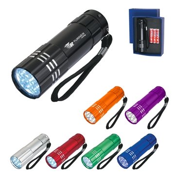 Image of 100 Customized Aluminum LED Flashlight - 9 LED & Battery Included